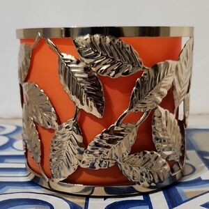 Bath & Body Works Gold Leaf 3 Wick Candle Sleeve Holder